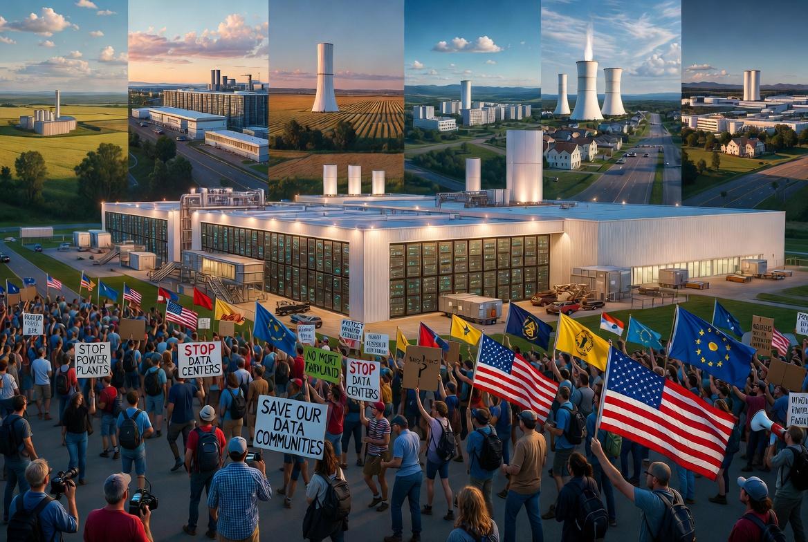 Masivní protesty proti umělé inteligenci v USA: Obyvatelé 42 států se bouří proti datovým centrům